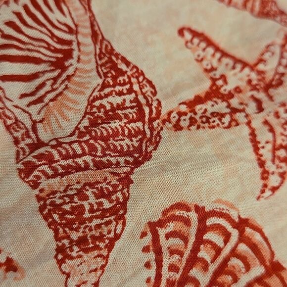 Talbots Shell Print Cotton Notched Collar Sleeveless Summer Top Lp Red White - Picture 13 of 16